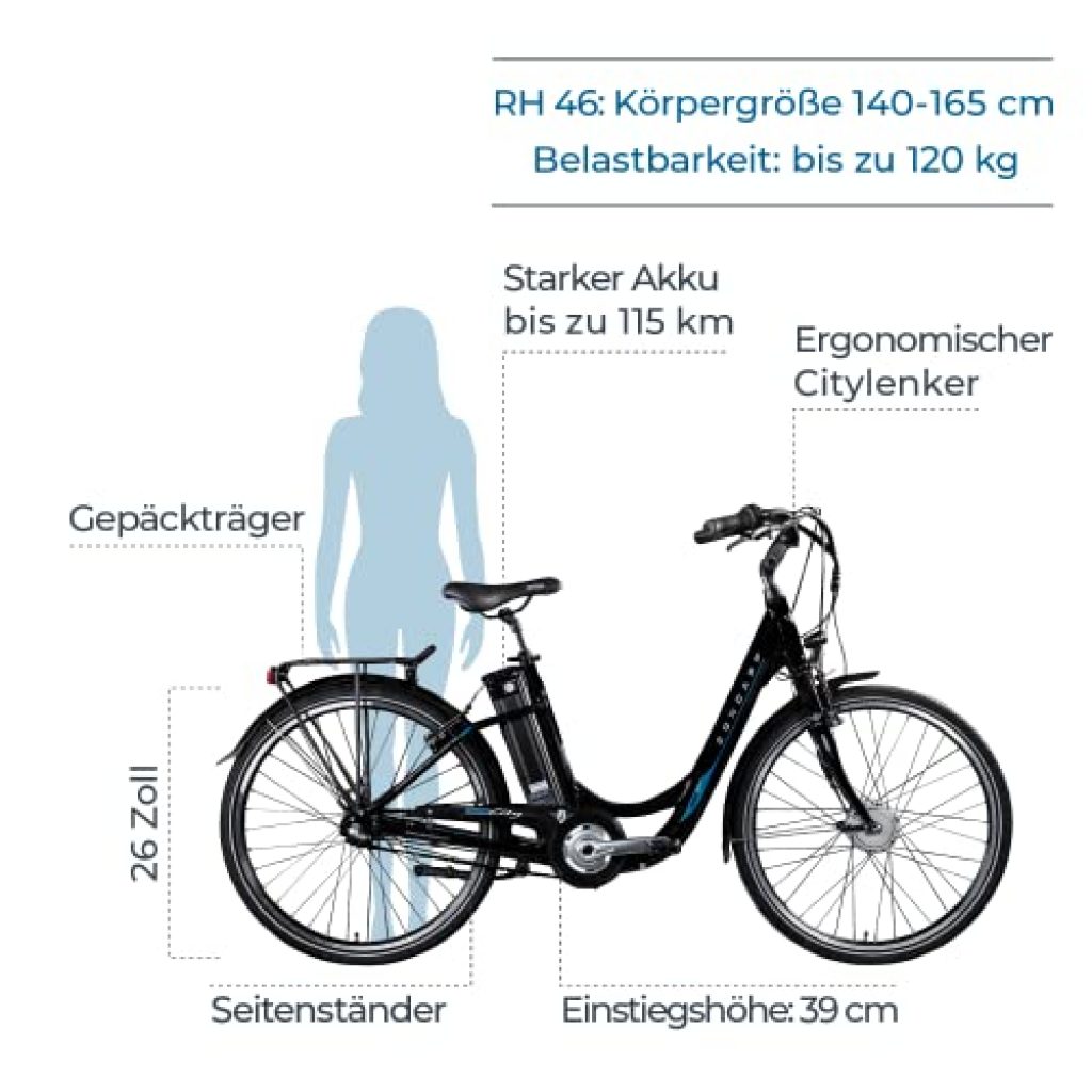 Damen City E Bike Mit Rücktrittbremse Und Mittelmotor ️Zündapp E Bike Damen Elektrofahrrad 26 Zoll | E-Bike mit
